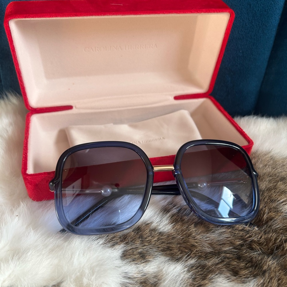 Carolina Herrera Blue Oversized Sunglasses